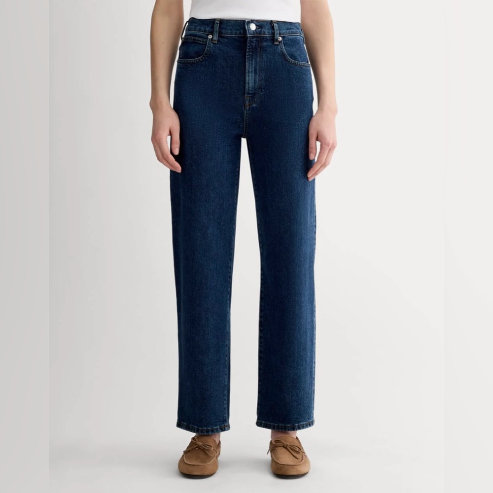 Everlane High-Rise Straight Jeans — Dark Indigo